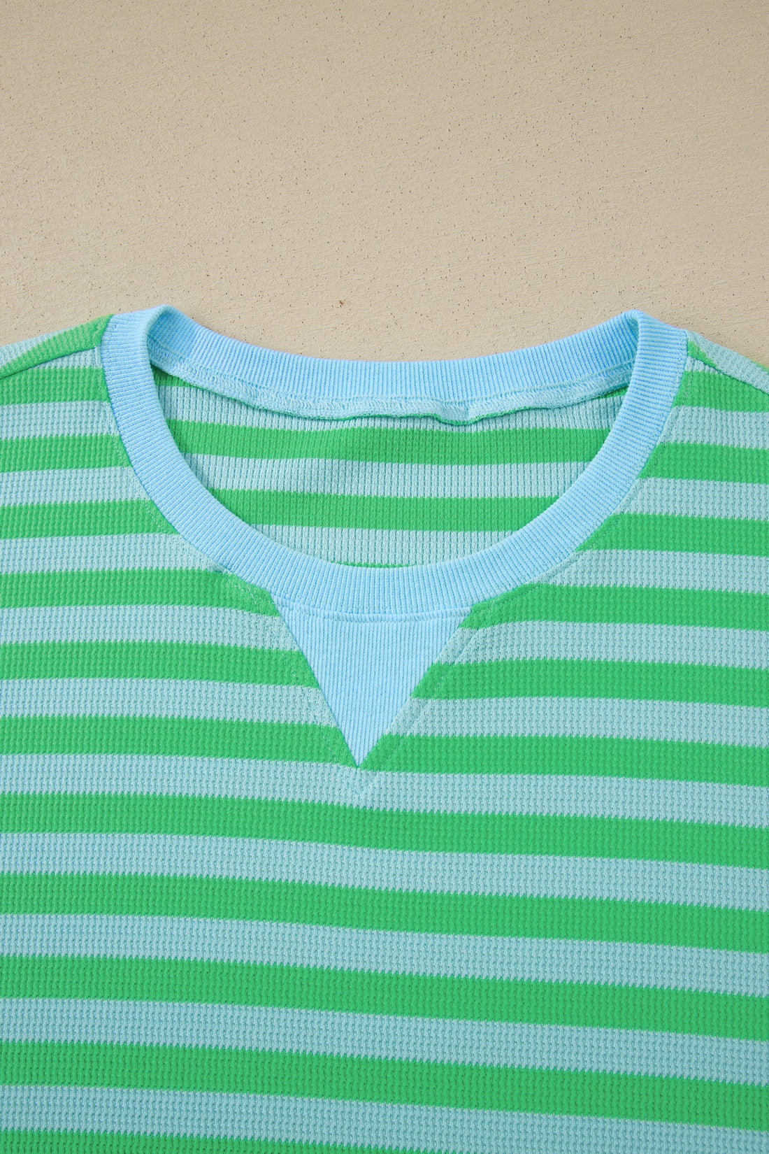 Green and Blue Striped Short Sleeve Top and Shorts Set - Image 4