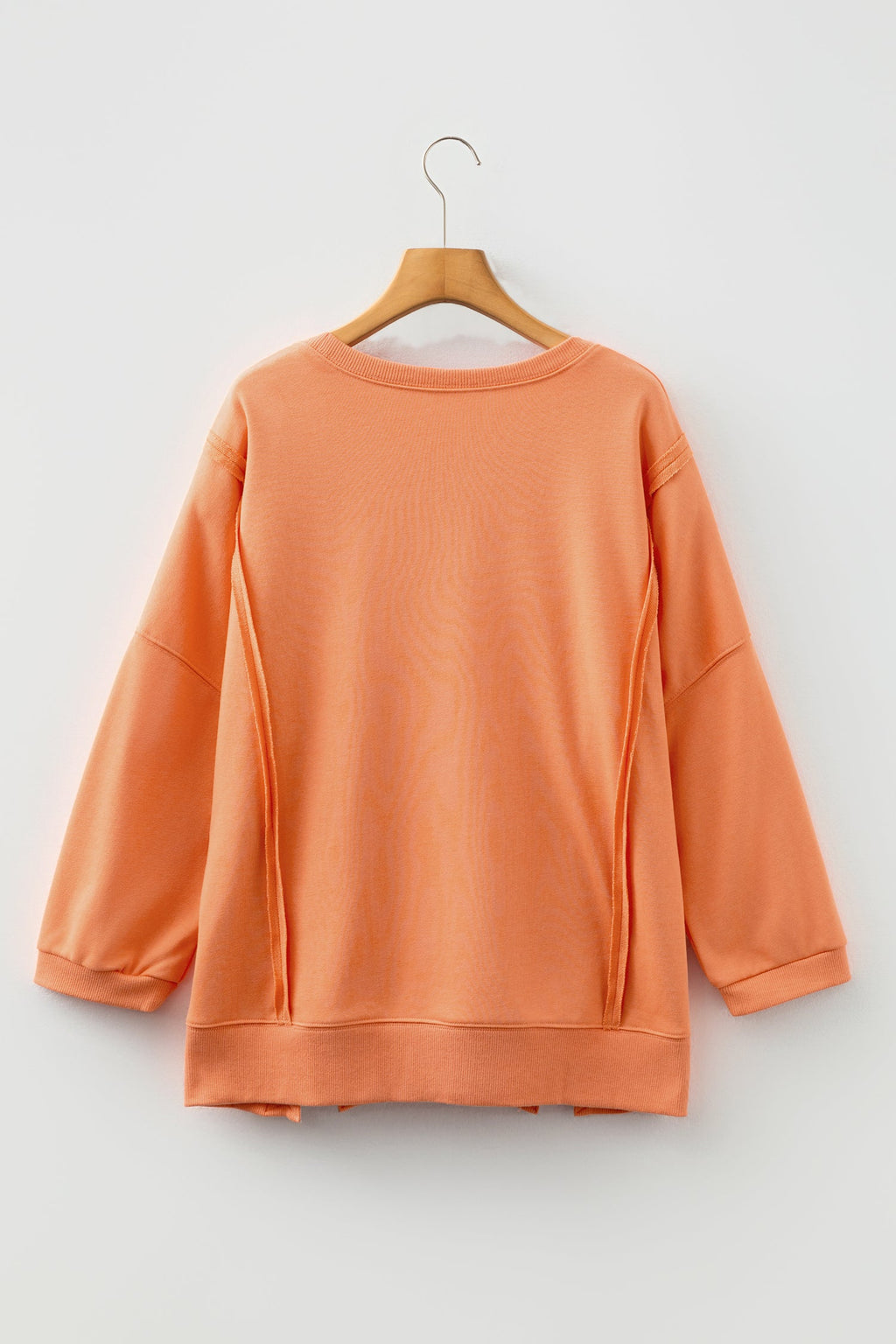 Fiery Red Floral Bow Patchwork Baggy Sweatshirt with Exposed Seams