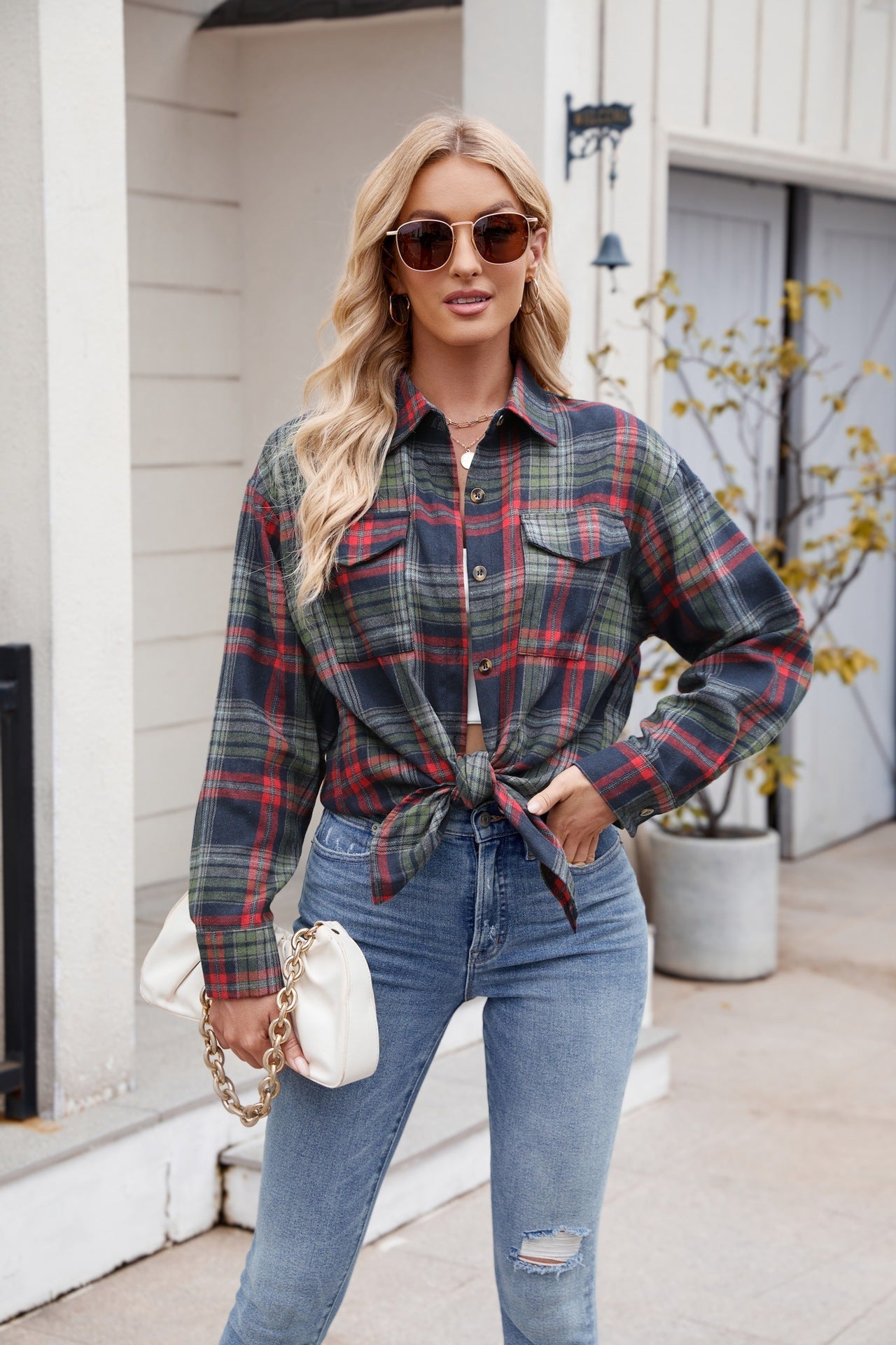 Mandy Plaid Button Up Long Sleeve Shirt | Women's