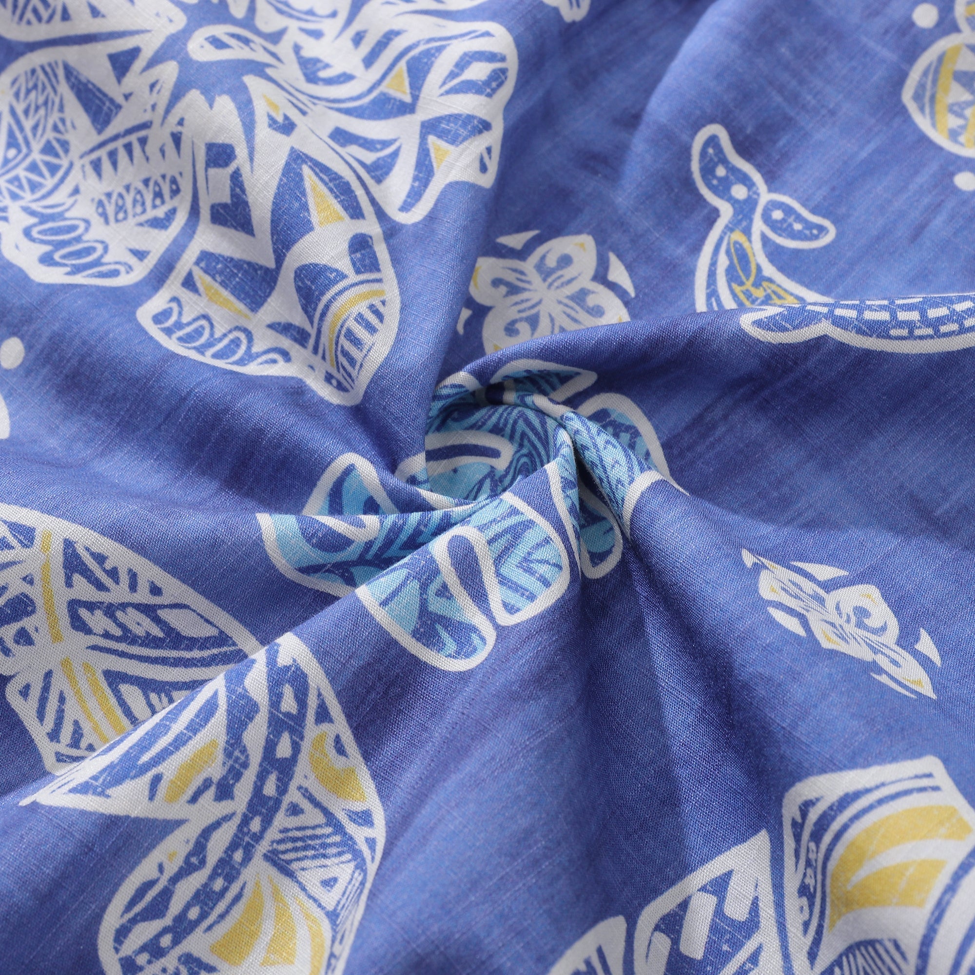 Men's Hawaiian Shirt Native Plant Pattern Cotton Button-Down