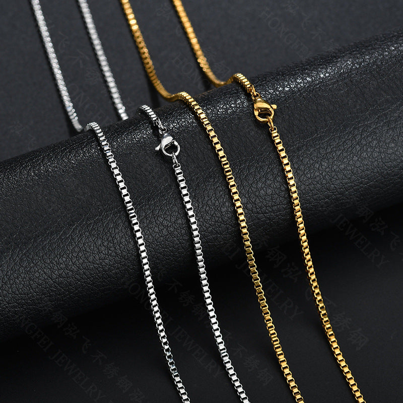 Simple Pendant-Free Necklace Titanium Steel Box Chain Necklace For Women