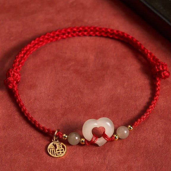 Natural Cinnabar Multicolor Red String Bracelet - Traditional Woven Design Unisex Jewelry Gift