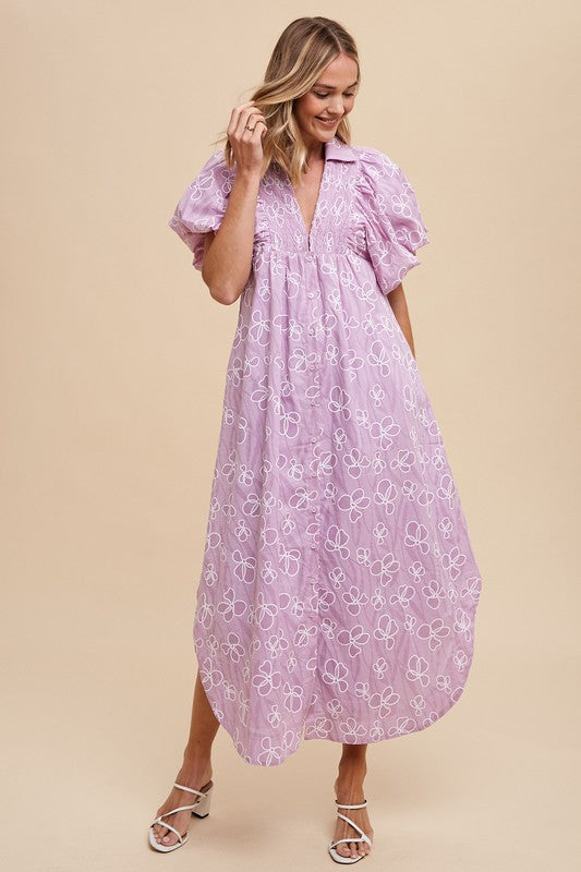 Romantic Floral Puff Sleeve Summer Dress