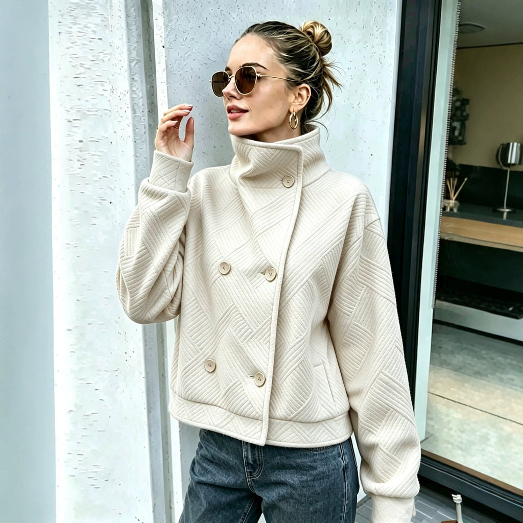 Women's Double-Breasted Turtleneck Lapel Coat