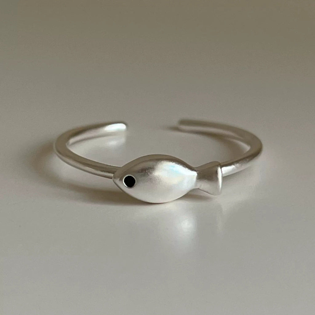Minimalist Small Fish Ring For Women, Fashion Personalized Elegant Versatile Open Adjustable Ring, Ins Style Foreign Trade Index Finger Ring