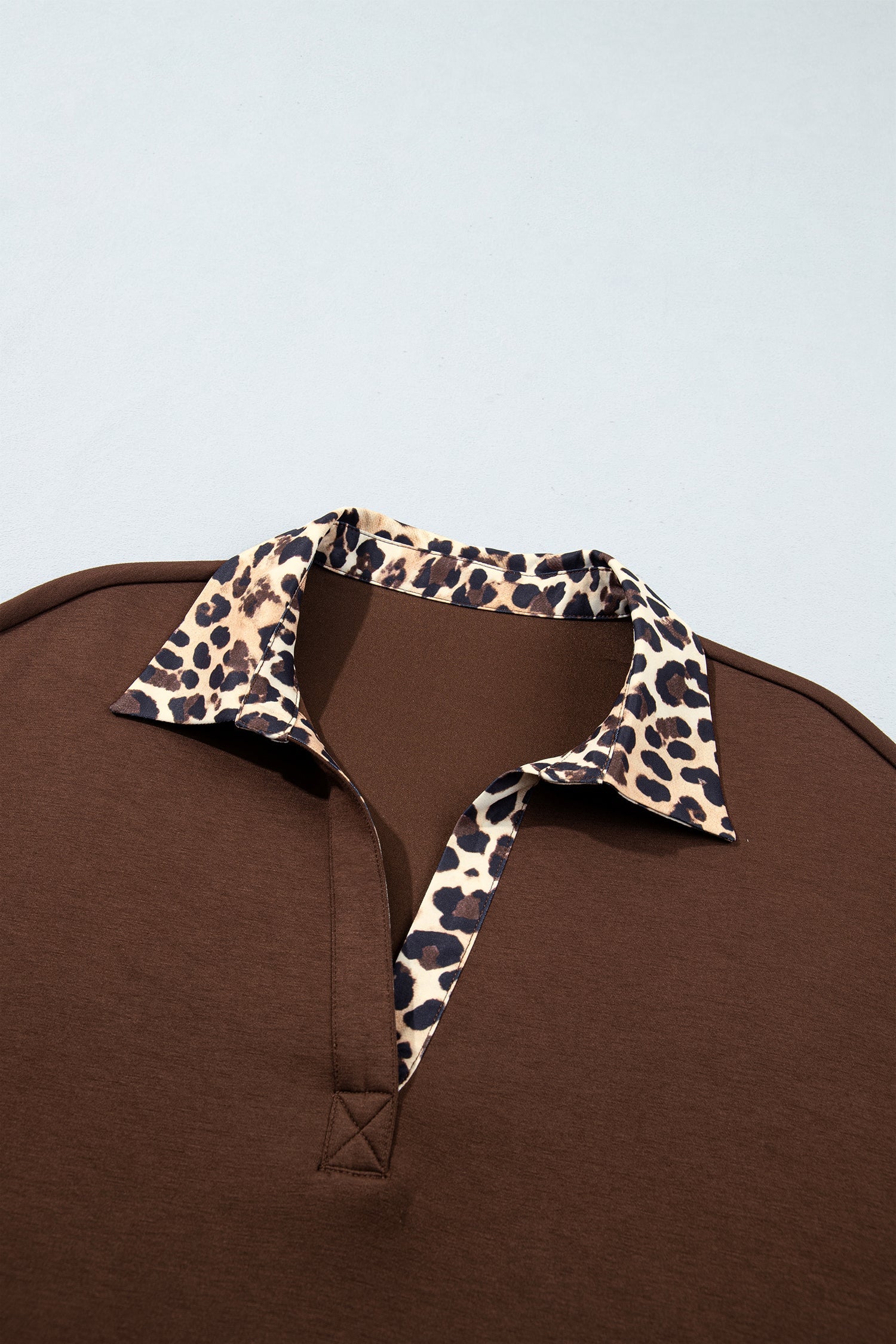 Leopard Patchwork Collared Long Sleeve Mini Dress