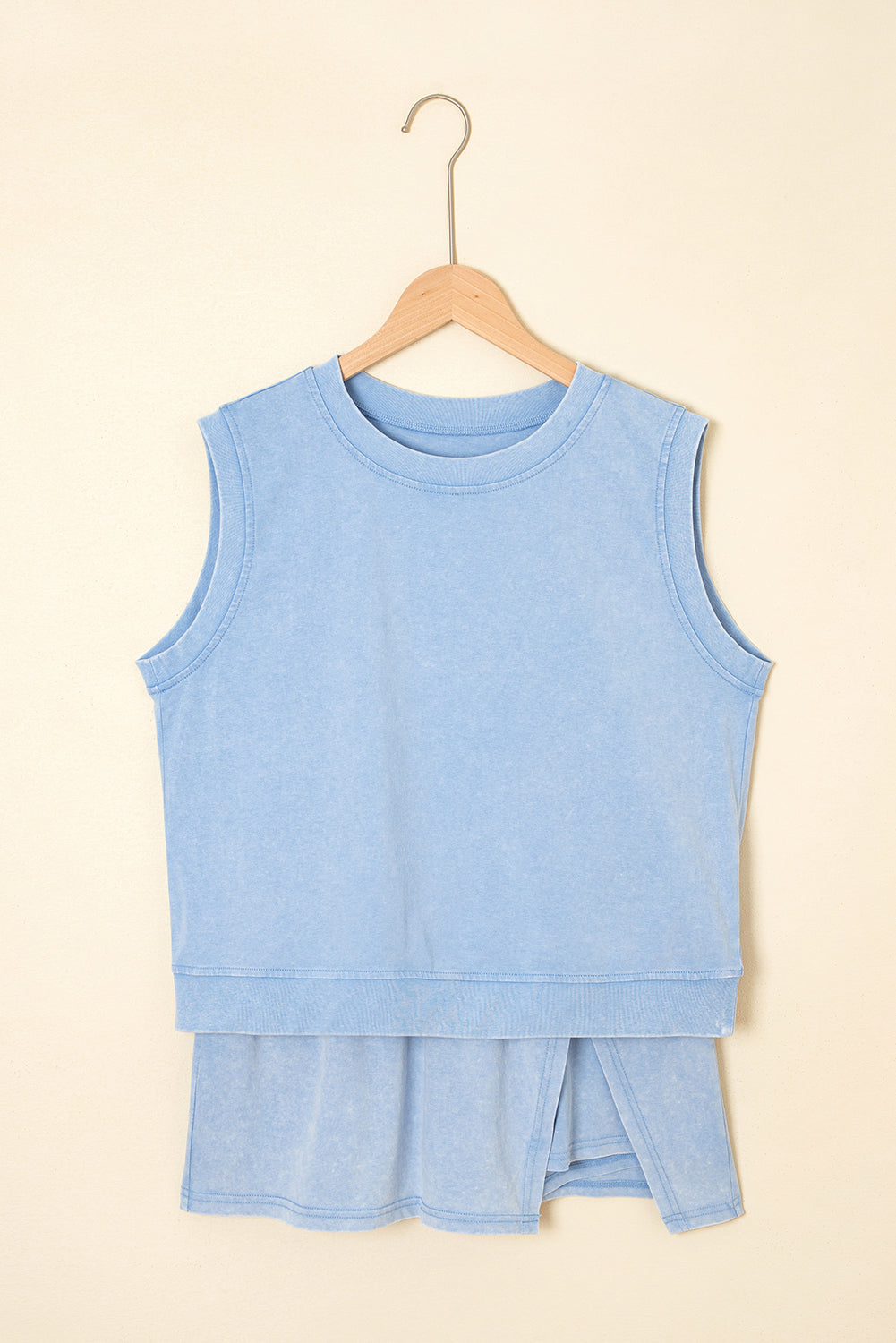 Solid Mineral Wash Cotton Tank Top and Lined Skort Set