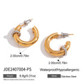 Two-Tone Stainless Steel C-Hoop Earrings with Ring Accent
