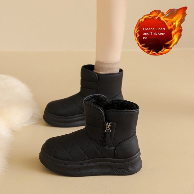 Women’s Warm Fleece-Lined Snow Boots – Casual Winter Anti-Slip Ankle Boots