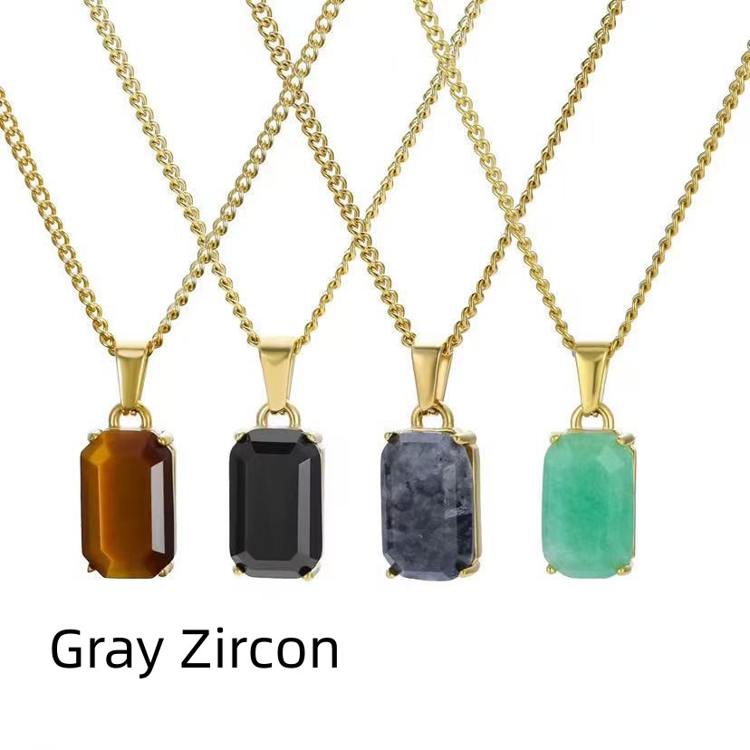 Geometric Rectangular Pendant Layered Cuban Chain Necklace