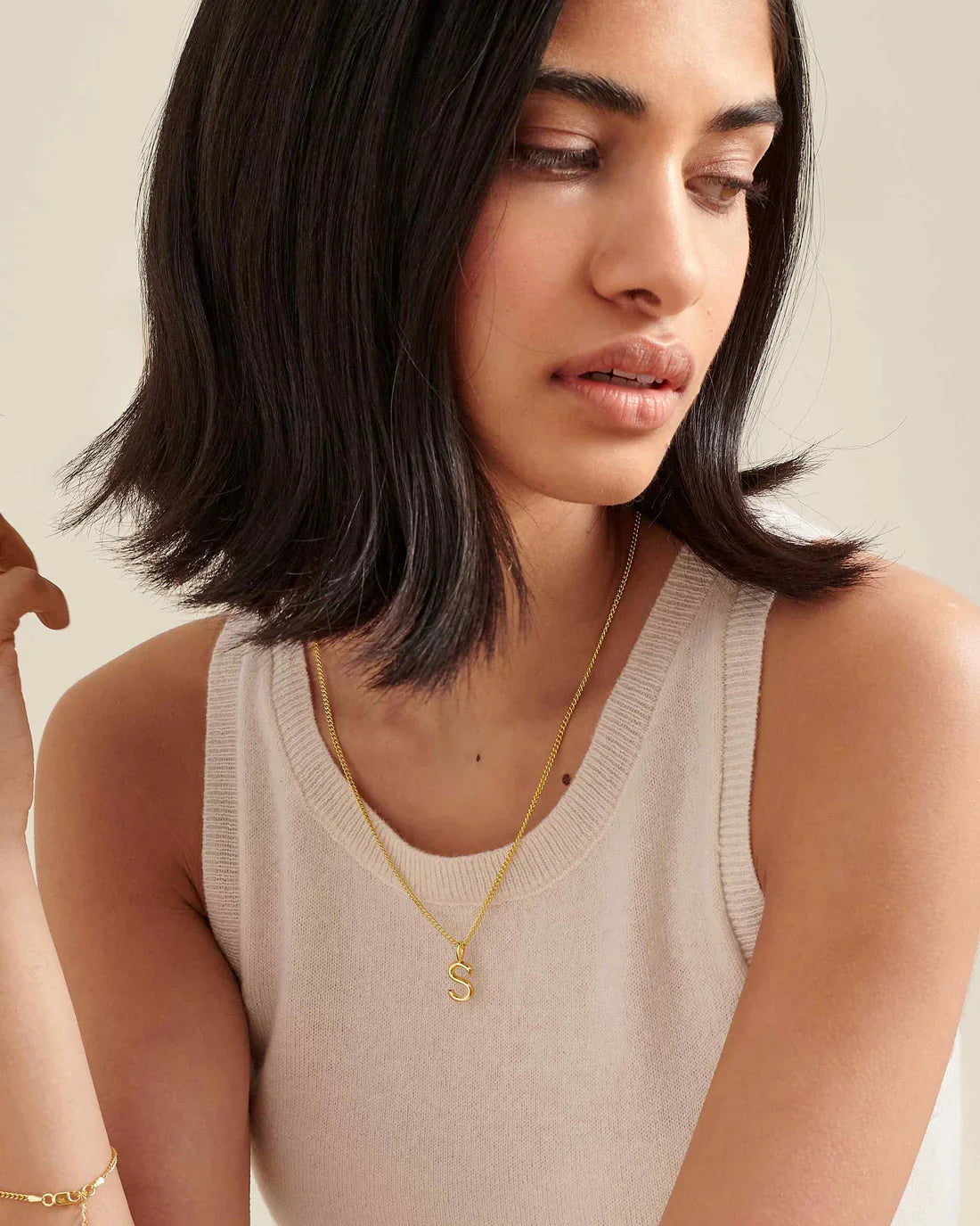 18K gold letters with birthstone design high-end necklace
