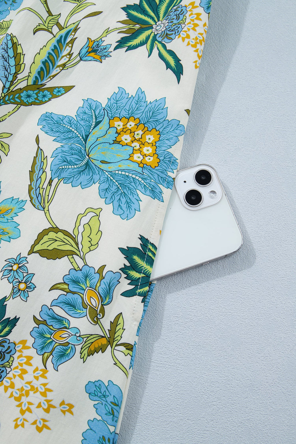 Floral V-Neck Mini Dress with Triple Ruffle Sleeves