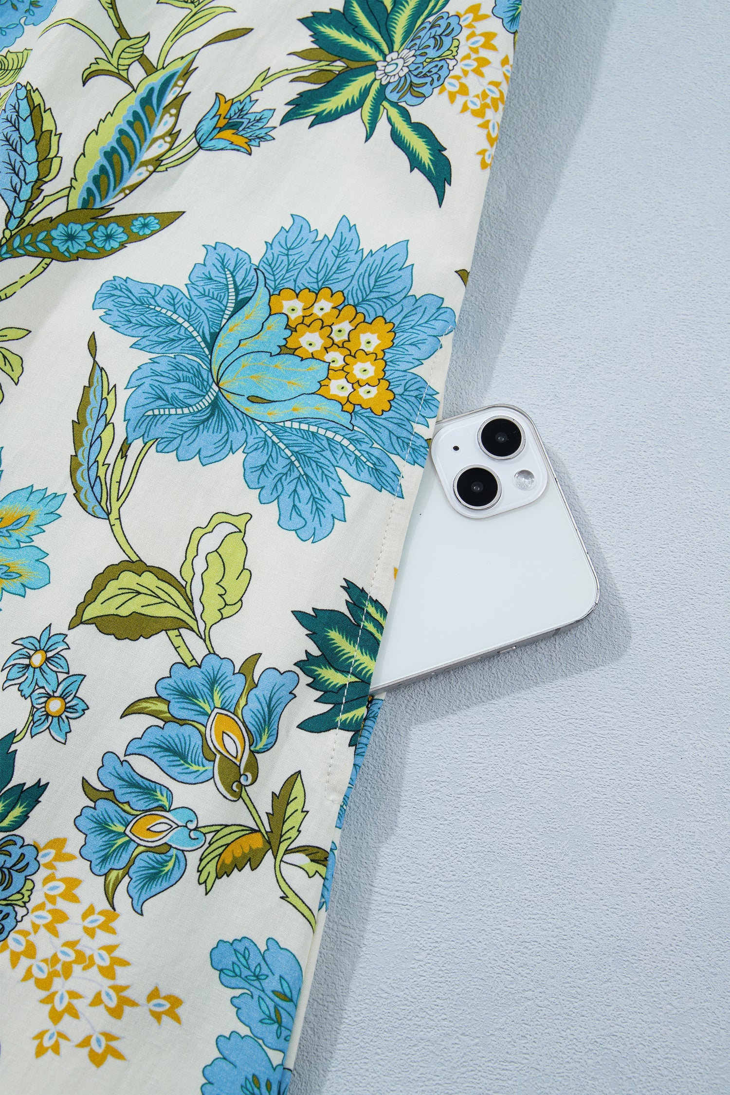 Floral V-Neck Mini Dress with Triple Ruffle Sleeves