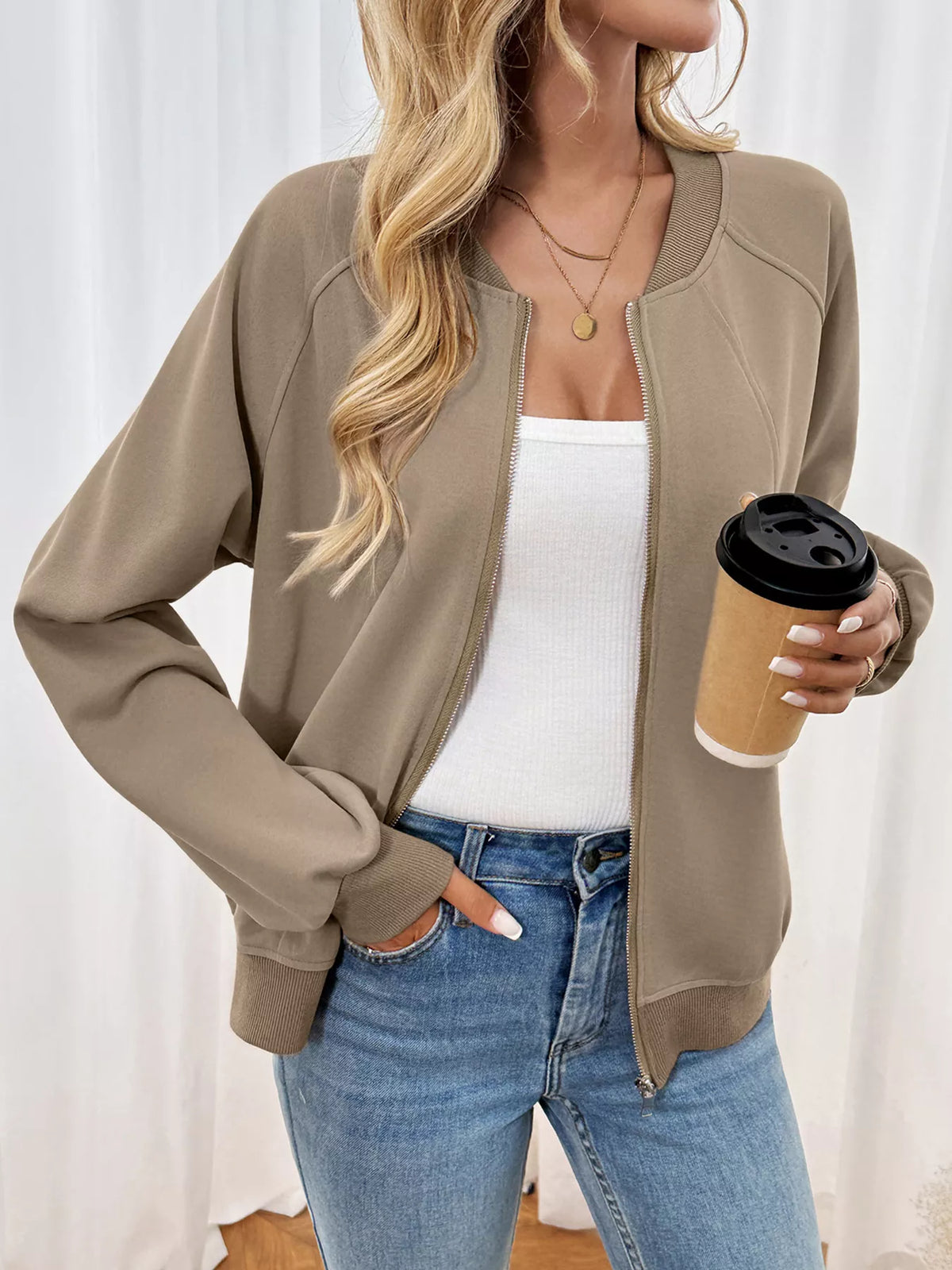 Zip Up Raglan Sleeve Jacket