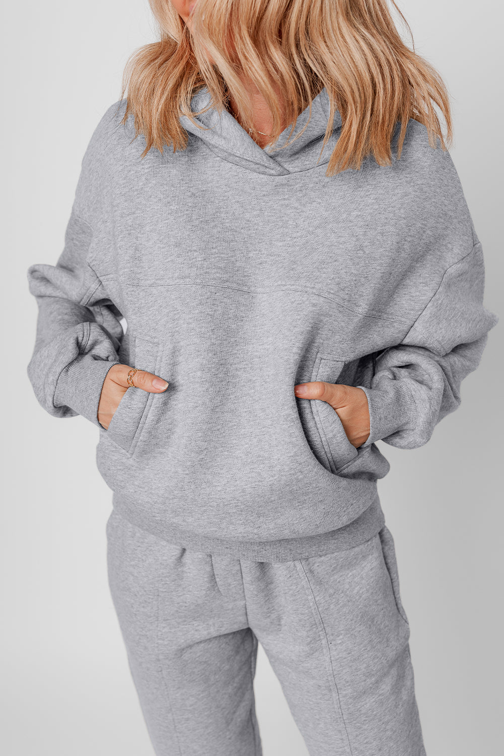 Solid Reverse Seams Hoodie and Joggers Set