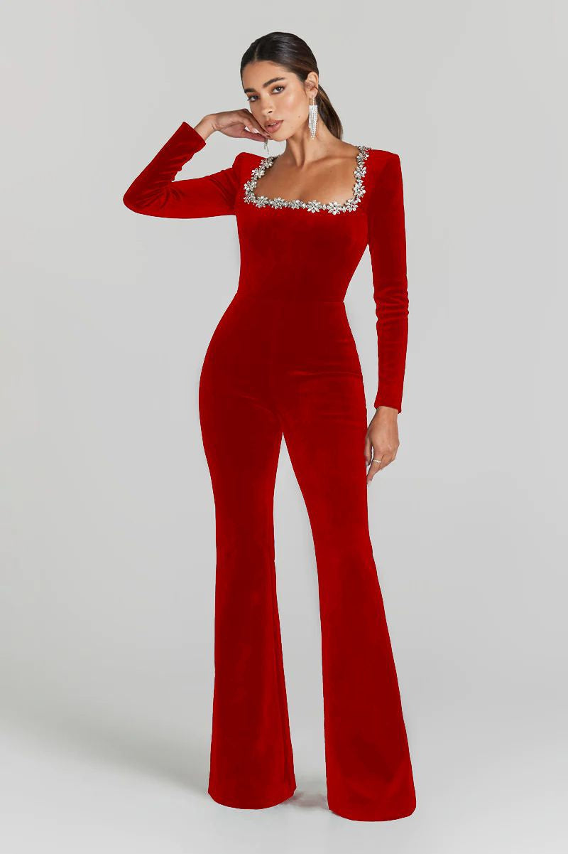 Diamond Encrusted Flared Jumpsuit for Glamorous Nights