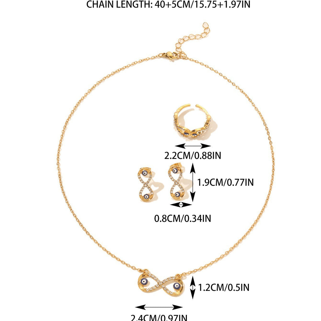 Gold-Tone Evil Eye Jewelry Set with White Crystal Accents