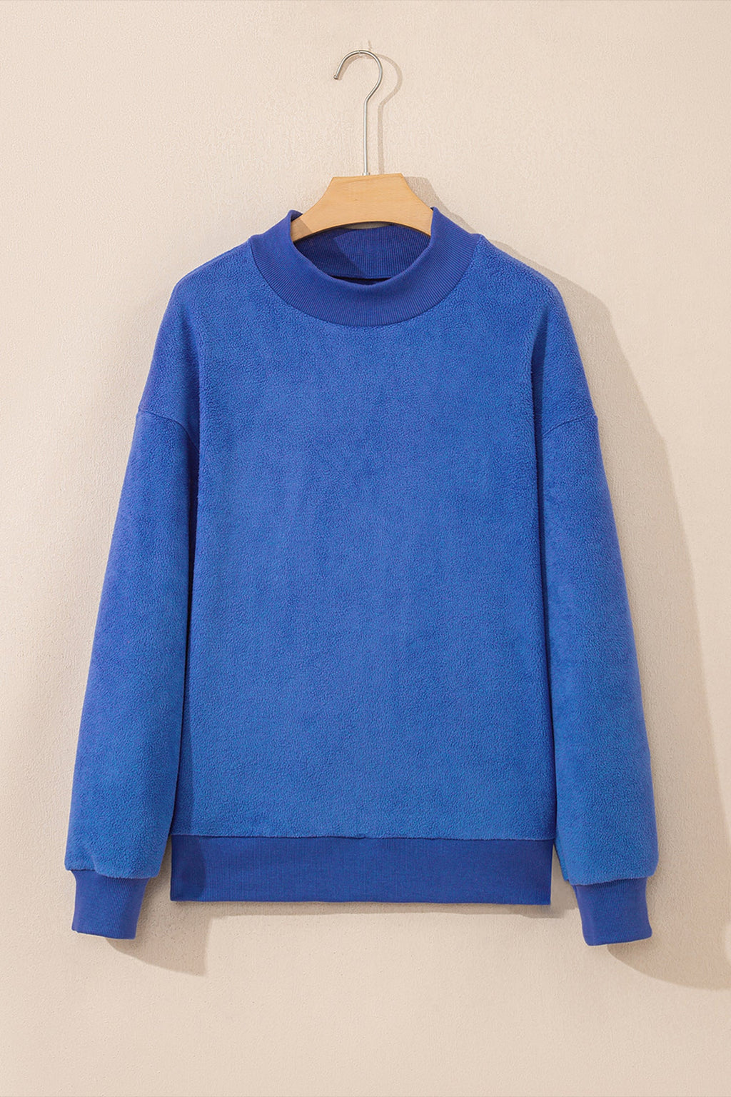 Solid Mock Neck Drop Shoulder Oversize Sweatshirt