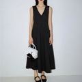 Women's V-Neck Sleeveless Button-Up Maxi Dress with Pockets - Image 6