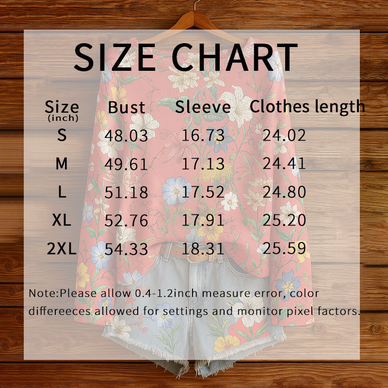 Women’s Fall Wildflower Print Long Sleeve T-Shirt Cozy Top - Image 2