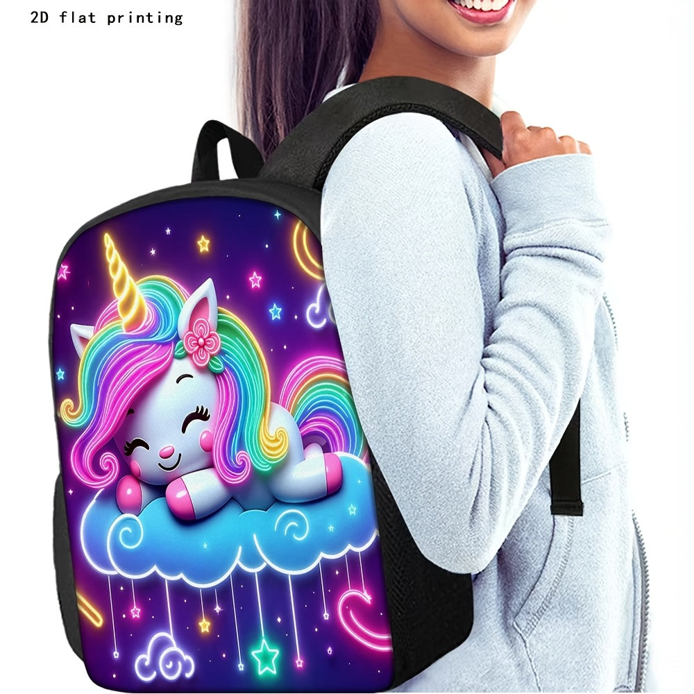 Trendy Unicorn Backpack Dreamy Neon Style Large Capacity