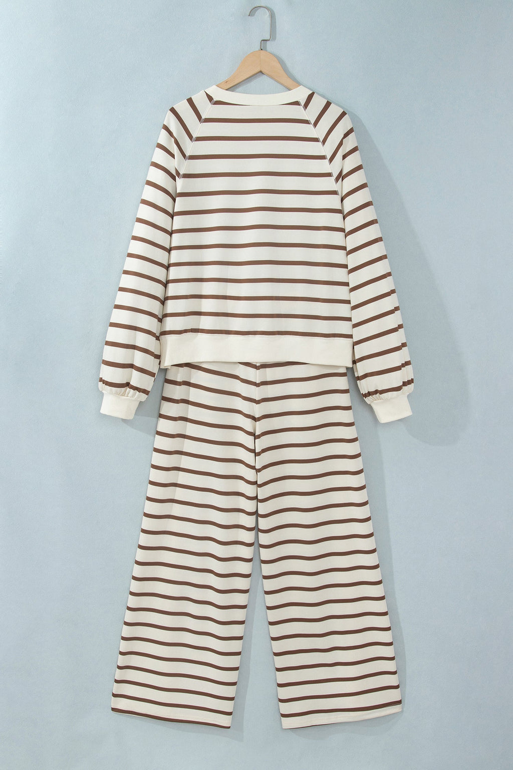 Stripe Colorblock Long Sleeve Top & Drawstring Pants Set