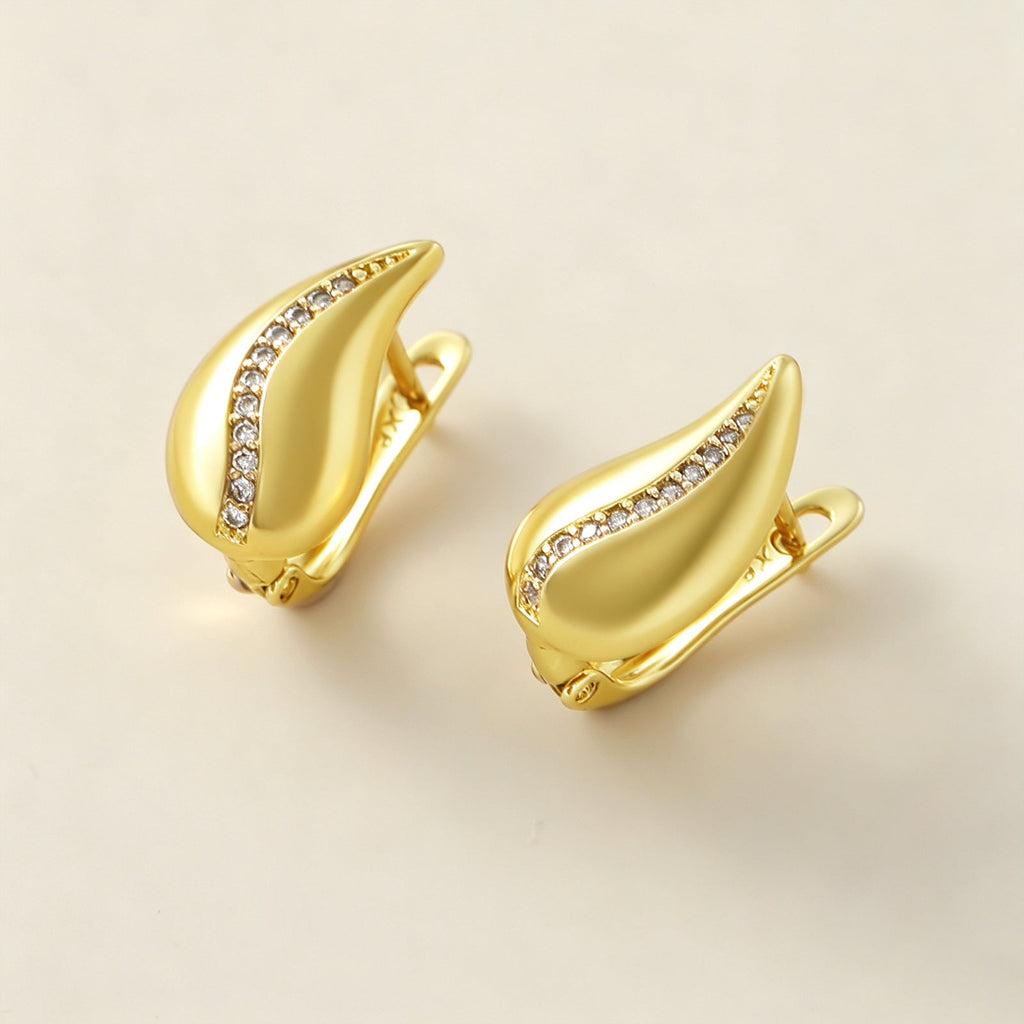 New Fashion Minimalist French Drop Earrings For Women Real Gold Plated Copper Light Luxury Niche Elegant Ear Jewelry Factory Wholesale