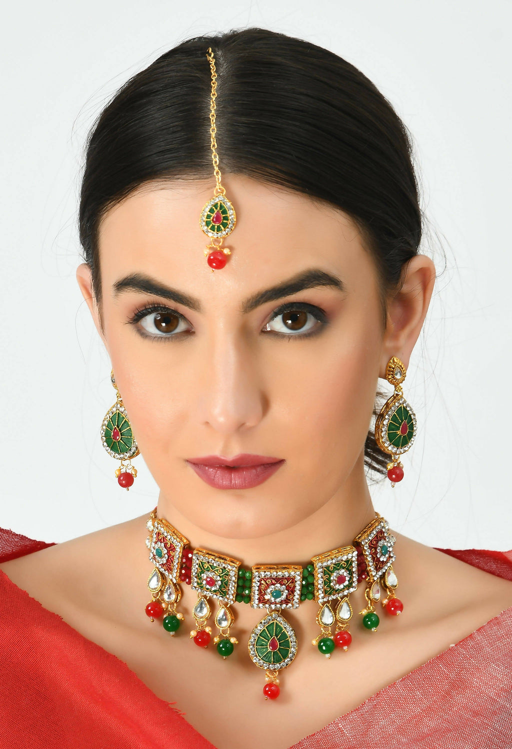 Meena and Pearl Work Statement Choker in Gold-Polished Brass