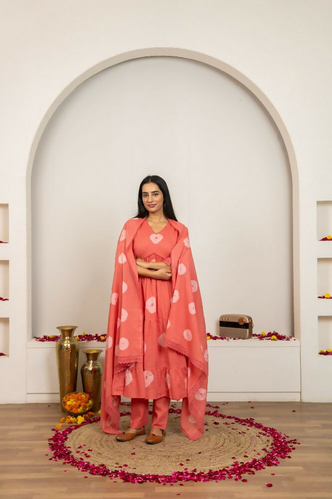 Pink Tie & Dye Cotton Suit Set for Women - Comfortable Ethnic Wear