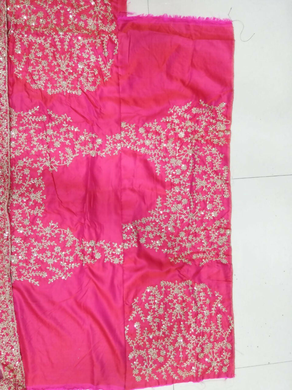 Rani Pink Silk Lehenga Choli with Sequins and Dori Embroidery