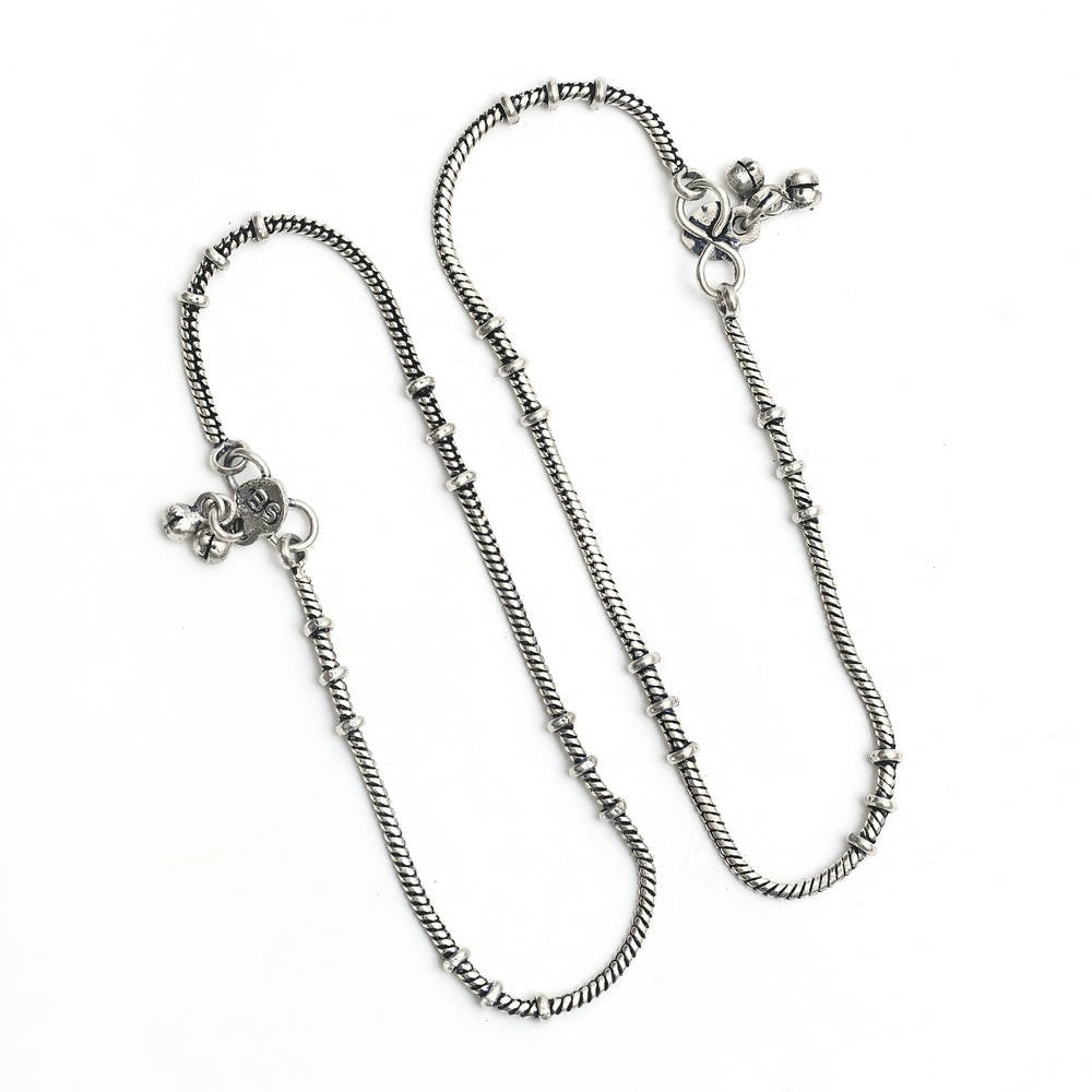 Traditional Oxidised Silver Anklets for Women & Girls - Lightweight