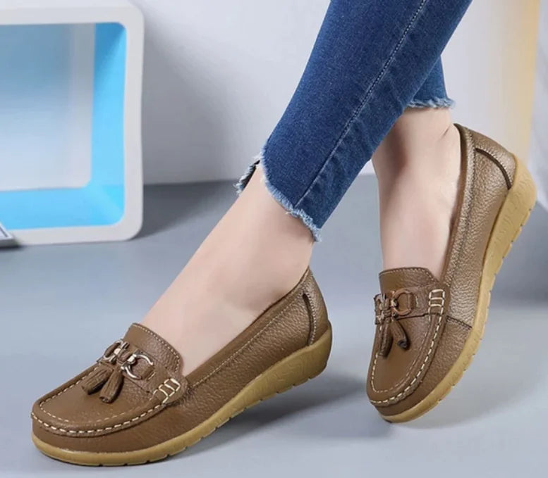 Women's Genuine Leather Flat Shoes - Comfort