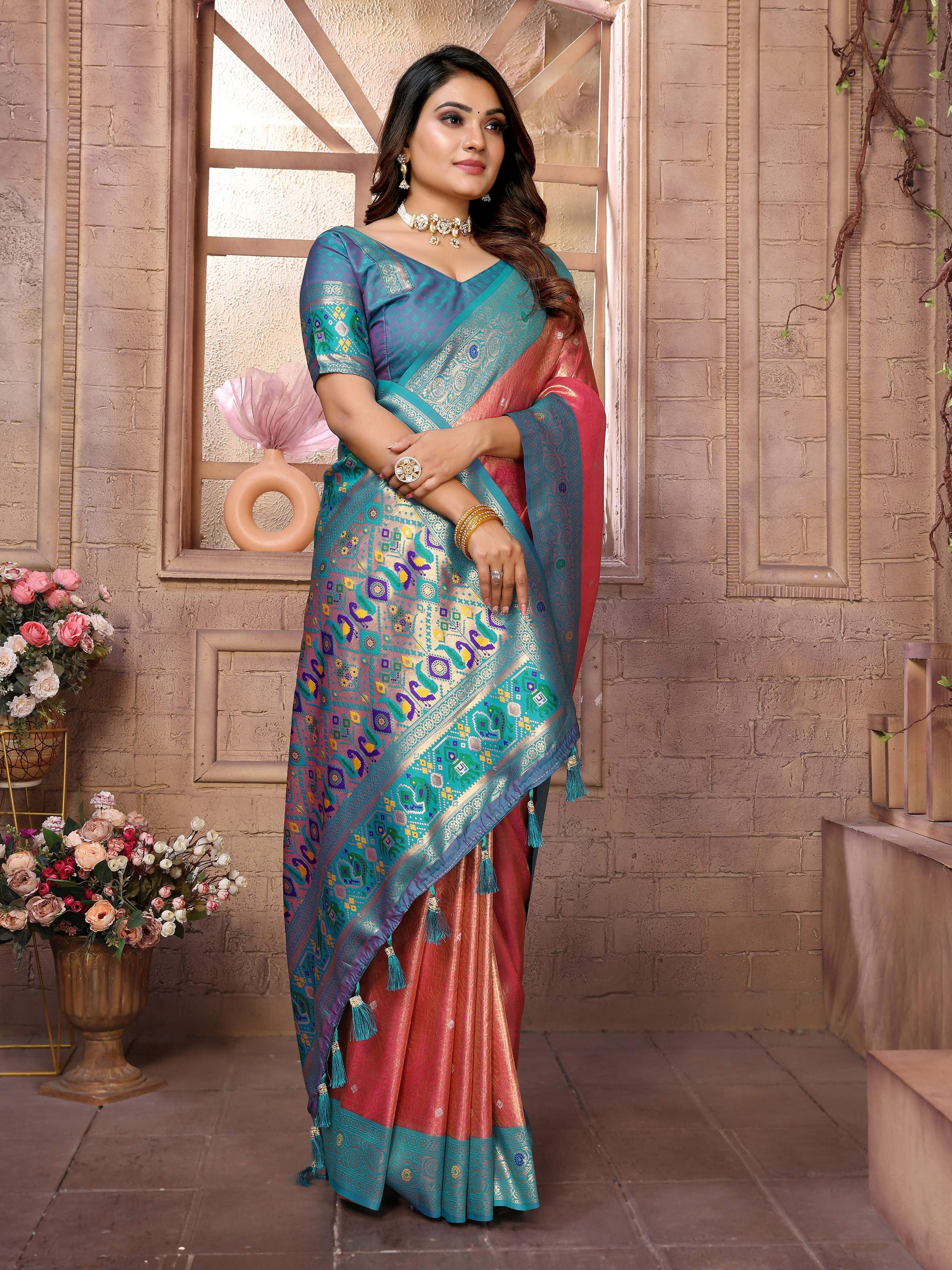 Red Banarasi Tissue Silk Weaving Saree for Special Events