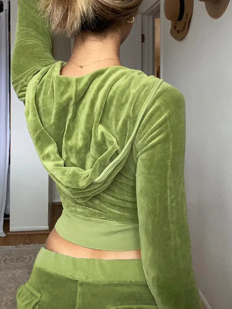 Casual Velvet Winter Jacket for Women with Hood