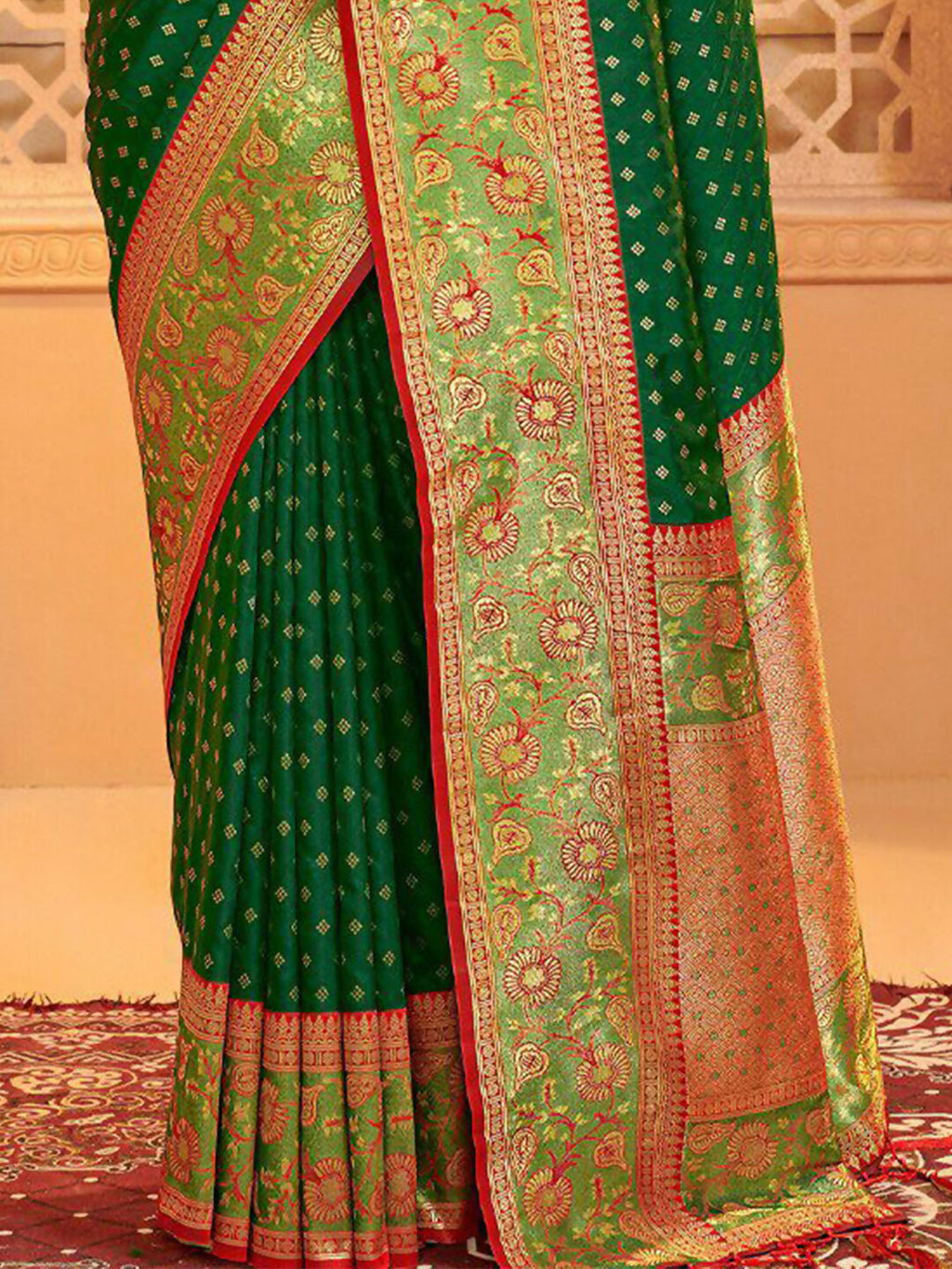 Shree Shyam Fashion Silk Blend Dark Green Saree