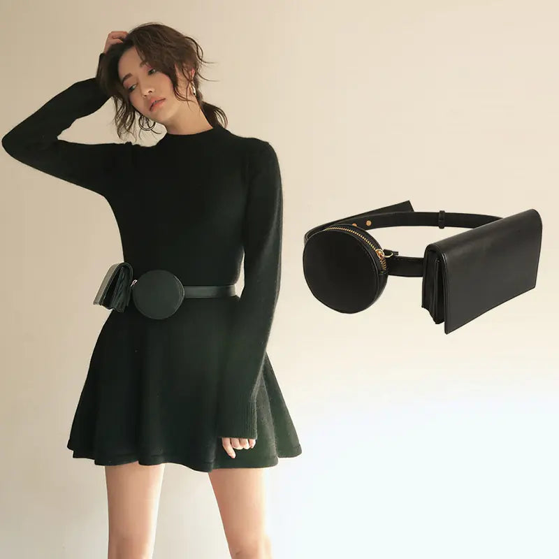 Fashionable Color-Block Geometric Wallet and Fanny Pack