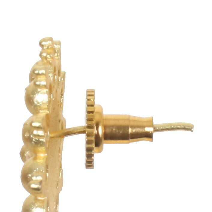 Matte Gold Brass Jhumka Earrings with Intricate Handcrafted Detail