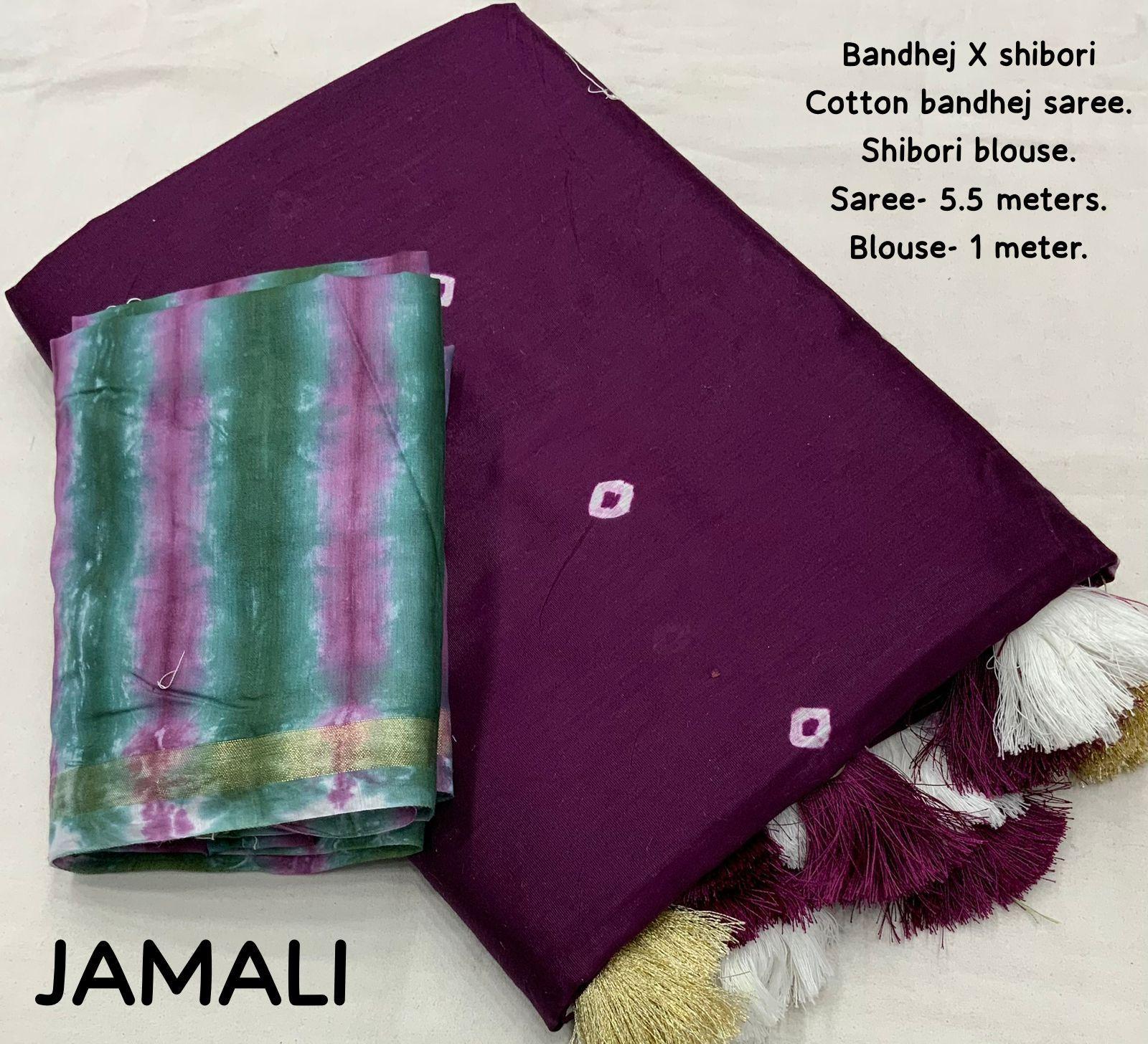 Purple Chanderi Cotton Saree with Traditional Block Print