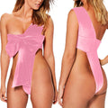 Gaexia lingerie set Womens Sexy Christmas Lingerie Santa Bodysuit Lingerie Set Big Satin Bowknot Set Teddy Lingerie Valentine Babydoll Set Pink Small