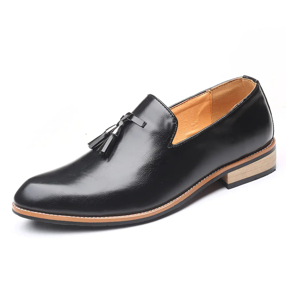 Men's Pointed Toe Leather Dress Shoes - Slip-On Style