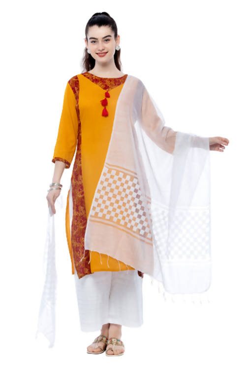 Off White Buta Cut Kota Cotton Dupatta for Elegant Looks