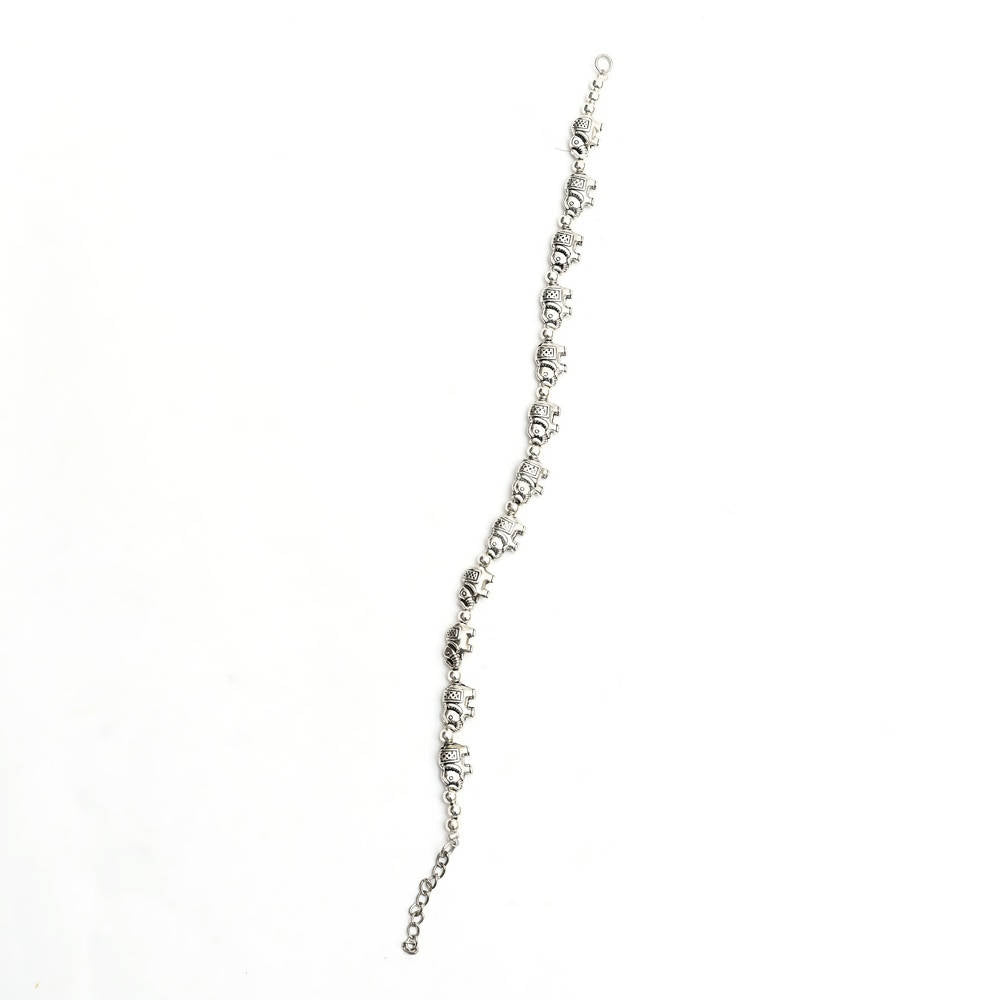 Oxidised Silver Elephant Design Anklets for Women