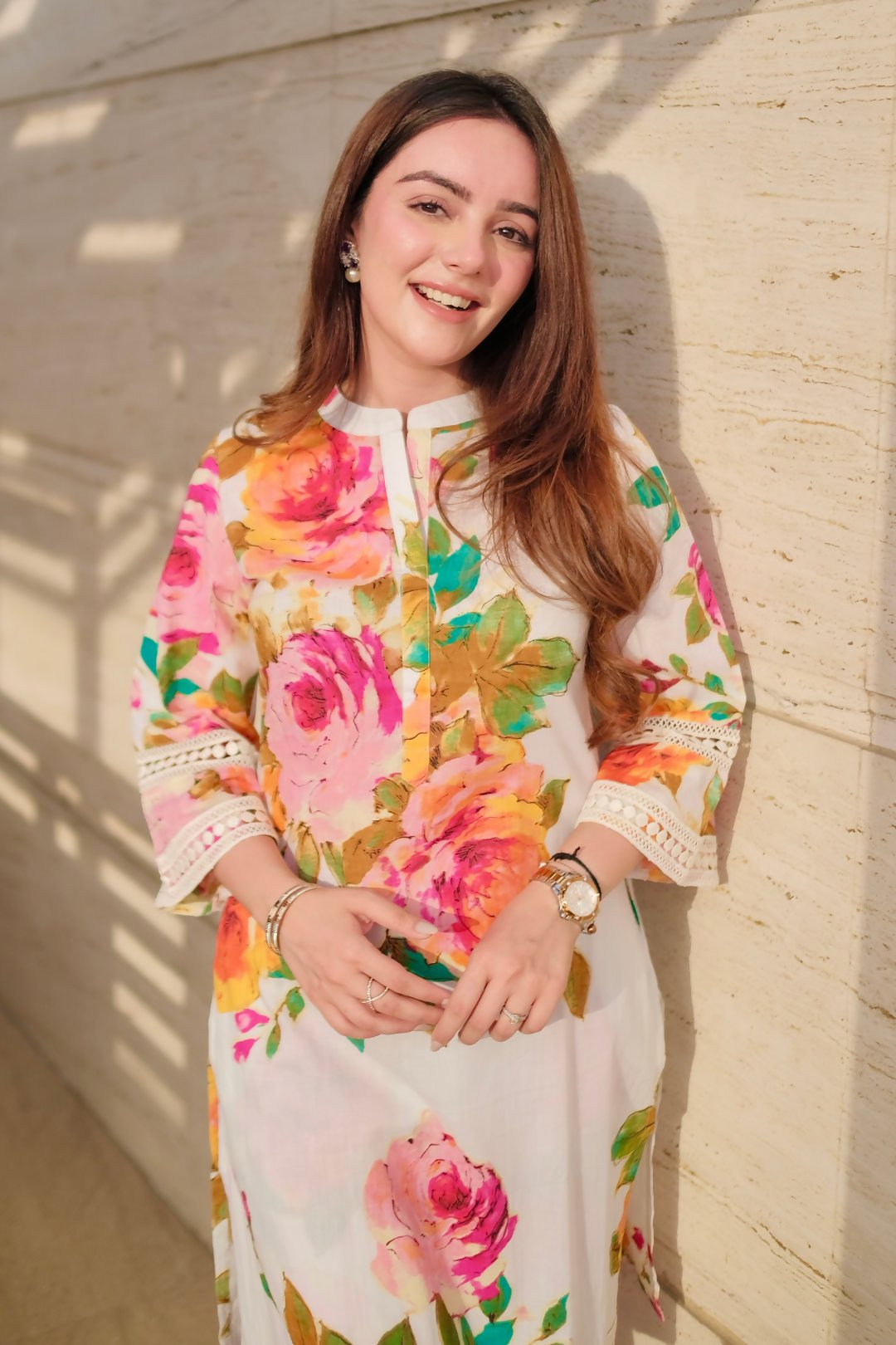 White Cotton Kurta Set with Contemporary Digital Print