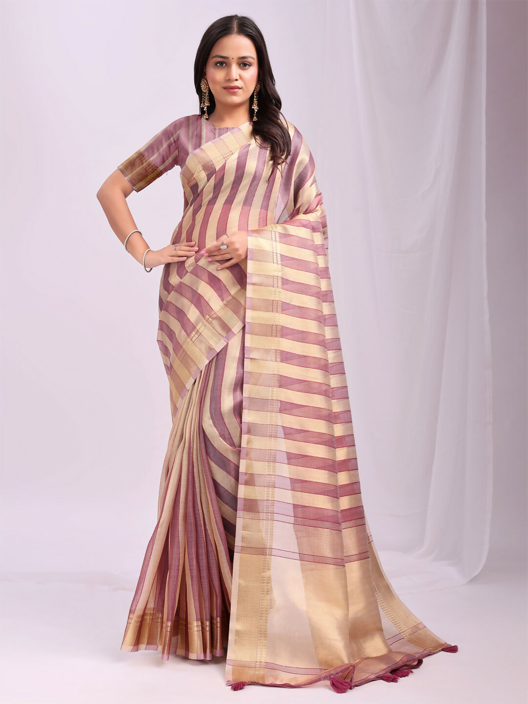 Shree Shyam Fashion Organza Purple Saree