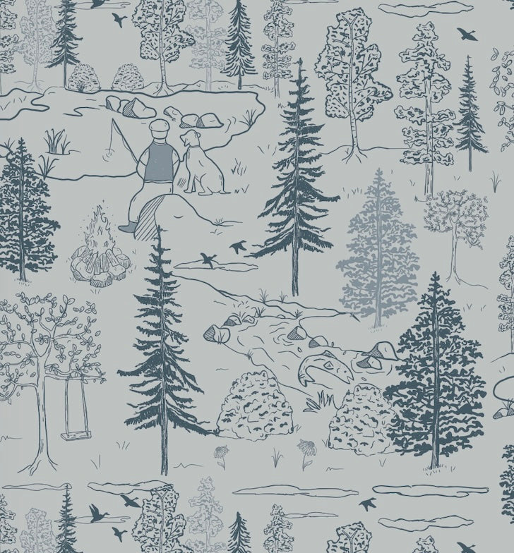 Milton Rustic Lodge-Style Wallpaper Outdoor-Inspired Floral