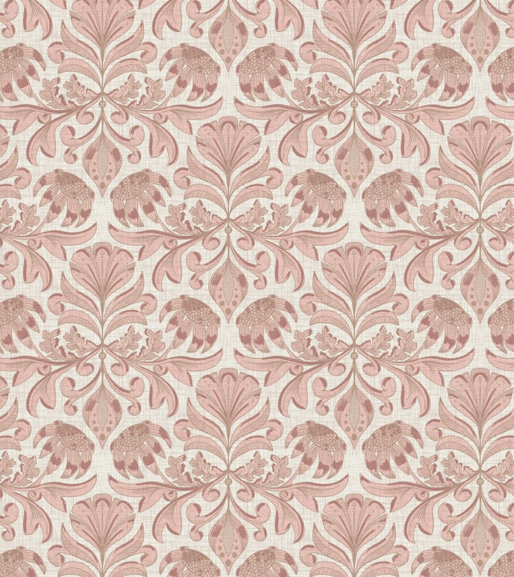 Swinton Floral Wallpaper in Pink and Beige Traditional Design