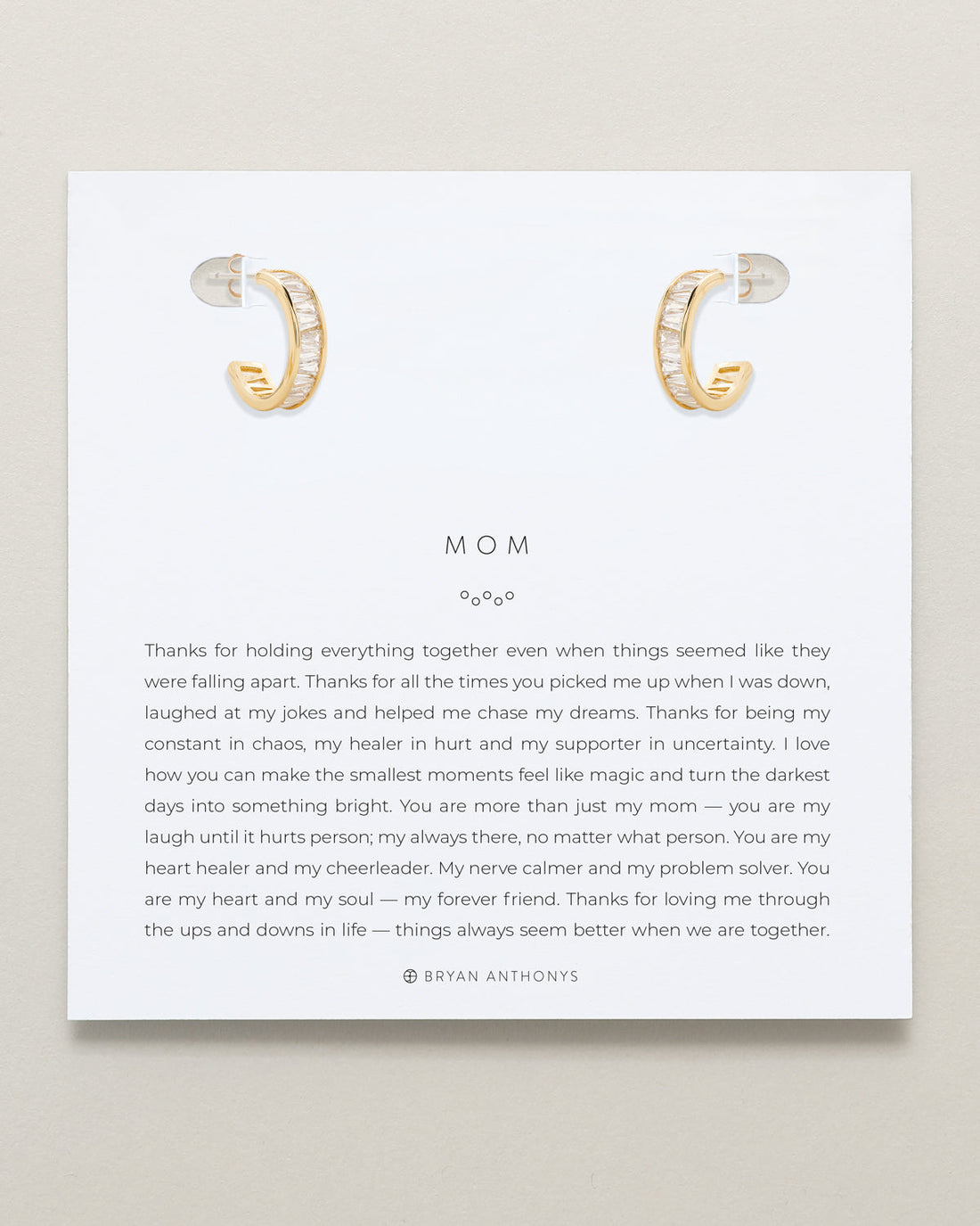 Mom Baguette Mini Hoop Earrings