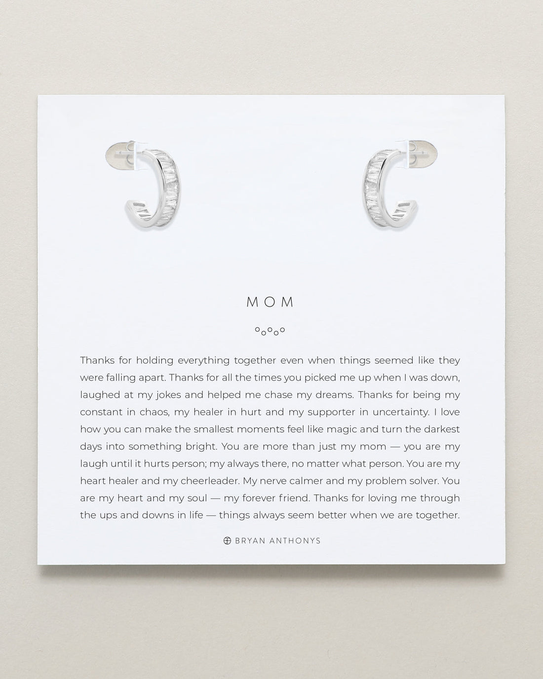 Mom Baguette Mini Hoop Earrings