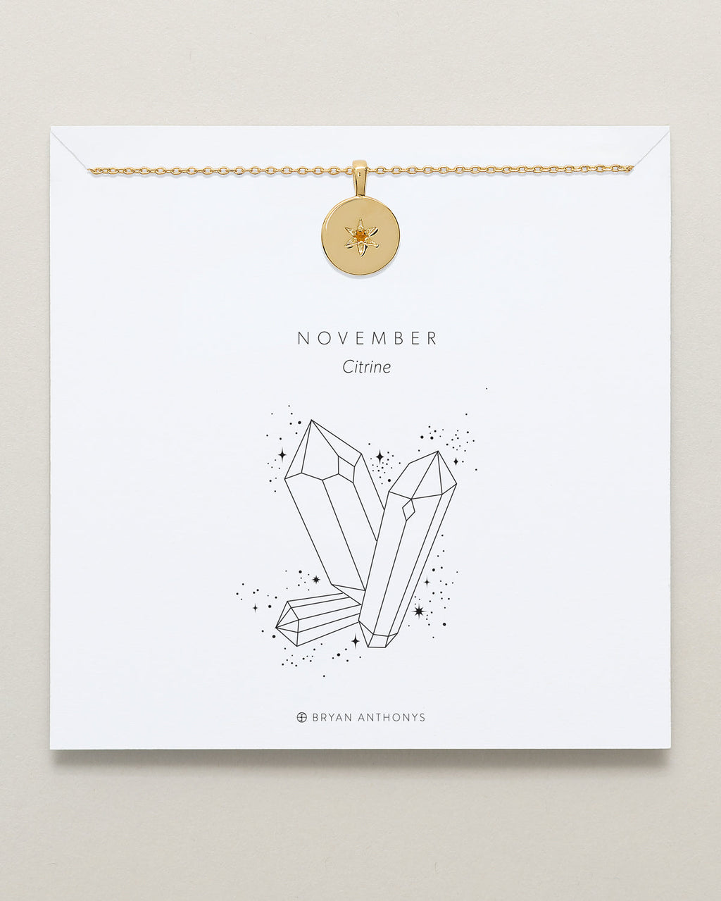 Birthstone Pendant Necklace — Citrine