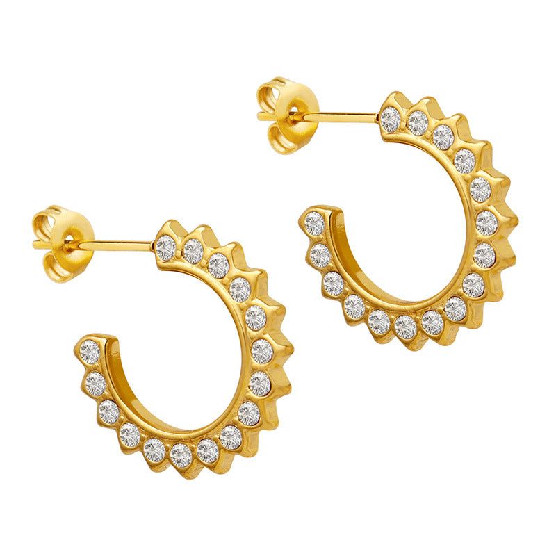 French-style Polka Dot Sunflower Earrings For Women